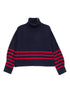 Semicouture Striped Wool-Blend Turtleneck Sweater Blue