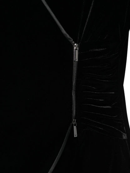 Emporio Armani Velvet Effect Black Blazer Jacket with Zip Fastening Black