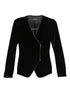 Emporio Armani Velvet Effect Black Blazer Jacket with Zip Fastening Black