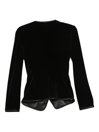 Emporio Armani Velvet Effect Black Blazer Jacket with Zip Fastening Black
