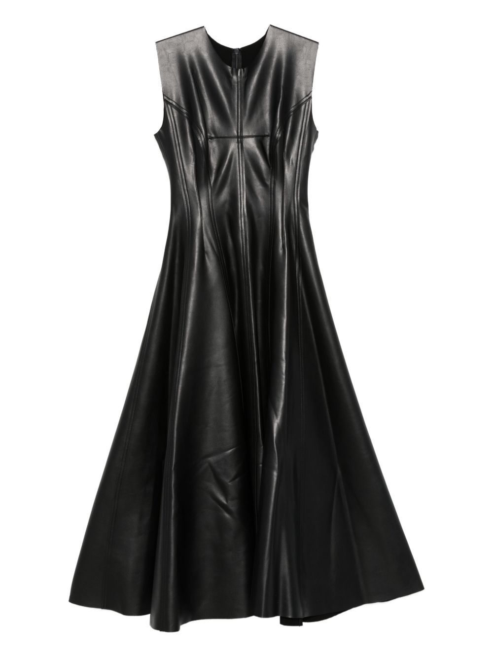Norma Kamali Panelled Sleeveless Zip-Up Midi Dress Black