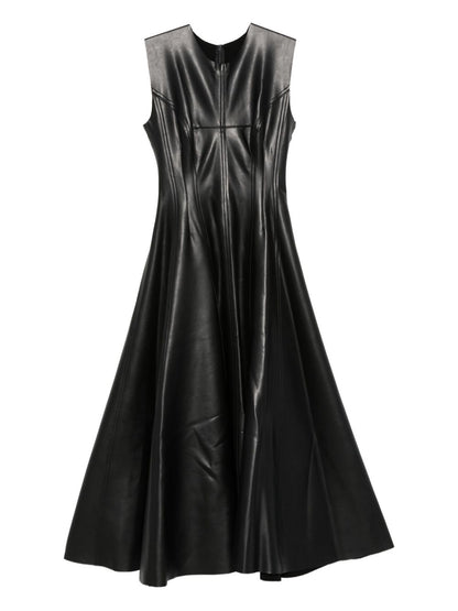 Norma Kamali Panelled Sleeveless Zip-Up Midi Dress Black