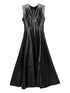 Norma Kamali Panelled Sleeveless Zip-Up Midi Dress Black