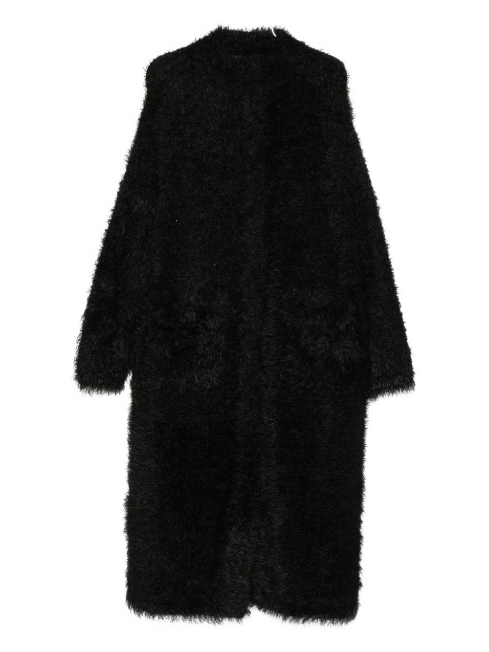 Emporio Armani Oversized Faux Fur-Effect Knit Jacket Black