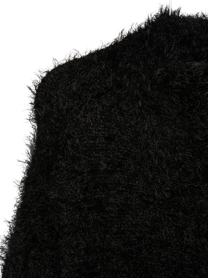 Emporio Armani Oversized Faux Fur-Effect Knit Jacket Black