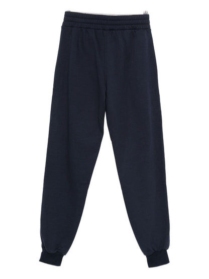 Emporio Armani Tapered Jogger Trousers in Blue with Cuffed Hem Blue