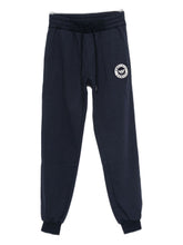 Emporio Armani Tapered Jogger Trousers in Blue with Cuffed Hem Blue