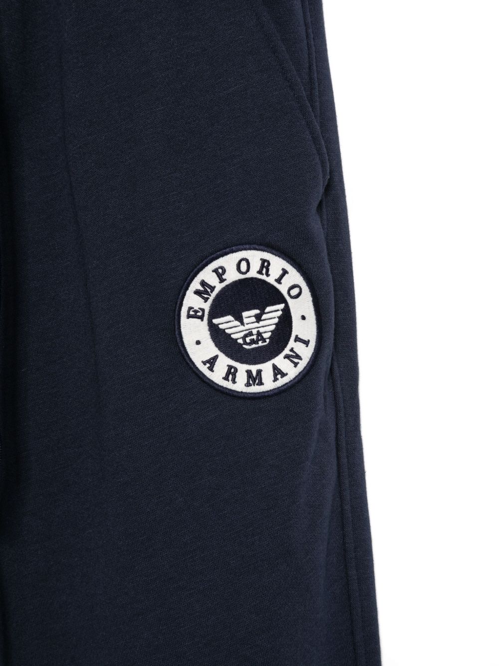 Emporio Armani Tapered Jogger Trousers in Blue with Cuffed Hem Blue