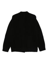 Semicouture Black Wool Knit Button-Up Sweater with Pockets Black