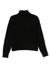 Semicouture High-Neck Wool Knit Sweater with Zipped Sleeves Black