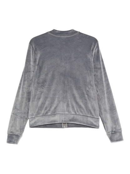 Emporio Armani Logo-Detailed Zip-Up Grey Sweater Grey