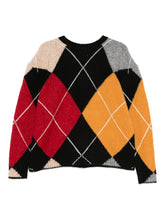 Semicouture Crew Neck Diamond-Pattern Wool-Blend Sweater Grey