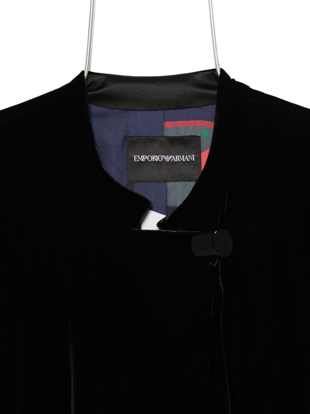 Emporio Armani Double-Breasted Round-Neck Black Viscose Coat Black