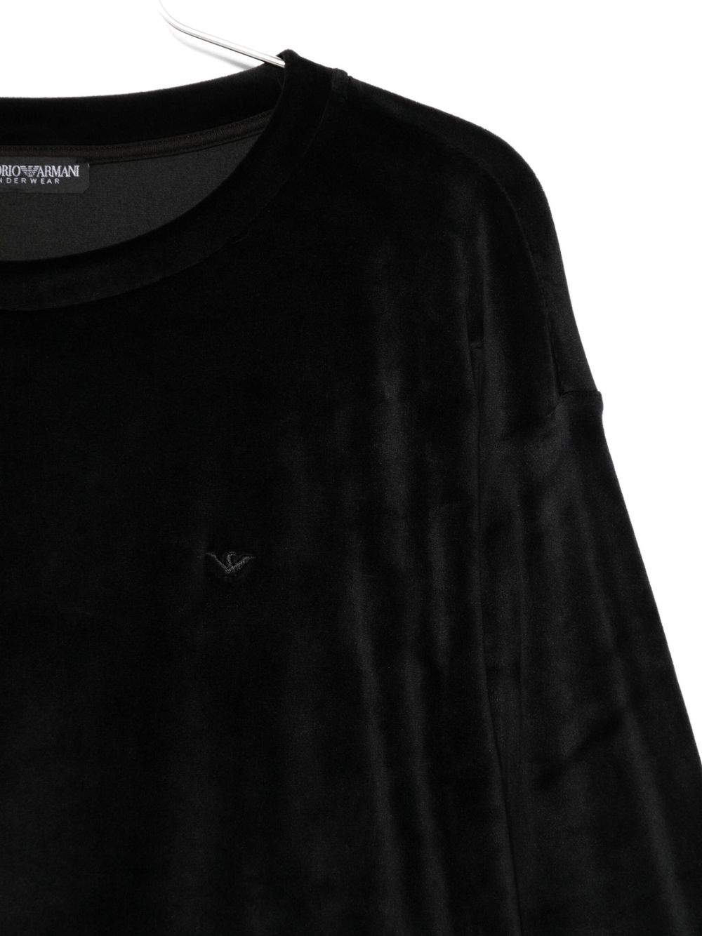 Emporio Armani Velvet Logo-Detailed Black Sweater Black