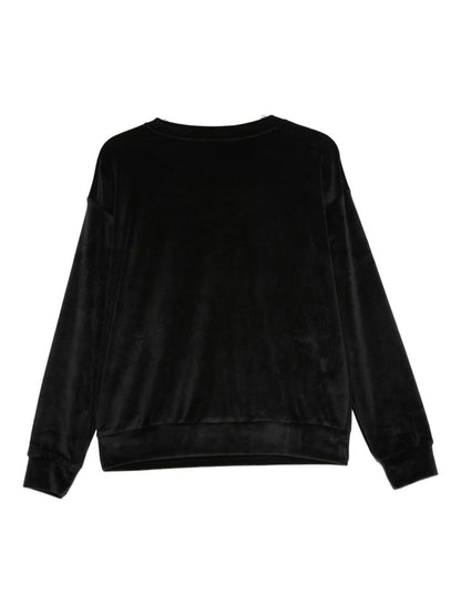 Emporio Armani Velvet Logo-Detailed Black Sweater Black