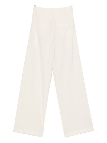 Semicouture Panelled Wool-Blend White Trousers White