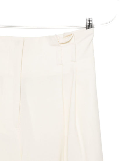 Semicouture Panelled Wool-Blend White Trousers White