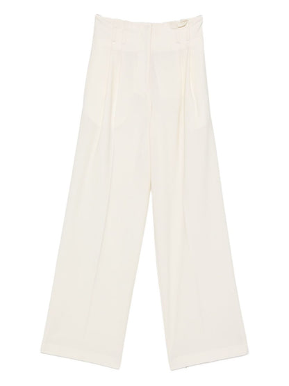 Semicouture Panelled Wool-Blend White Trousers White