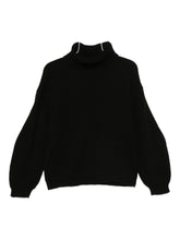 Semicouture Roll Neck Ribbed-Knit Wool Sweater Black