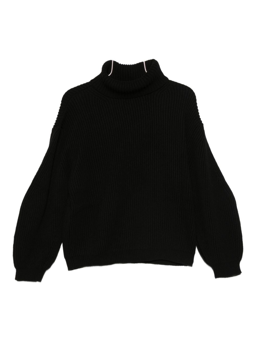 Semicouture Roll Neck Ribbed-Knit Wool Sweater Black