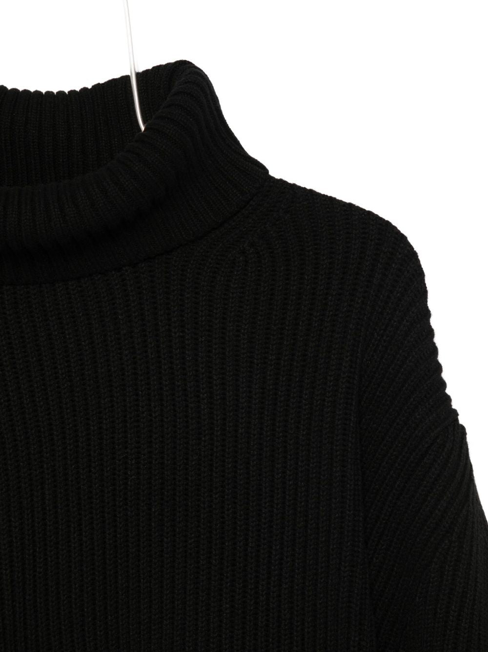 Semicouture Roll Neck Ribbed-Knit Wool Sweater Black