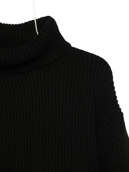 Semicouture Roll Neck Ribbed-Knit Wool Sweater Black