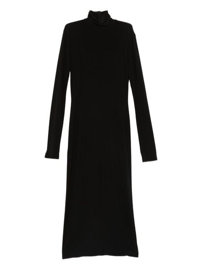 Norma Kamali Turtleneck Long-Sleeve Midi Dress Black Black