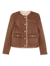 Semicouture Faux Fur Trim Brown Buttoned Jacket Brown