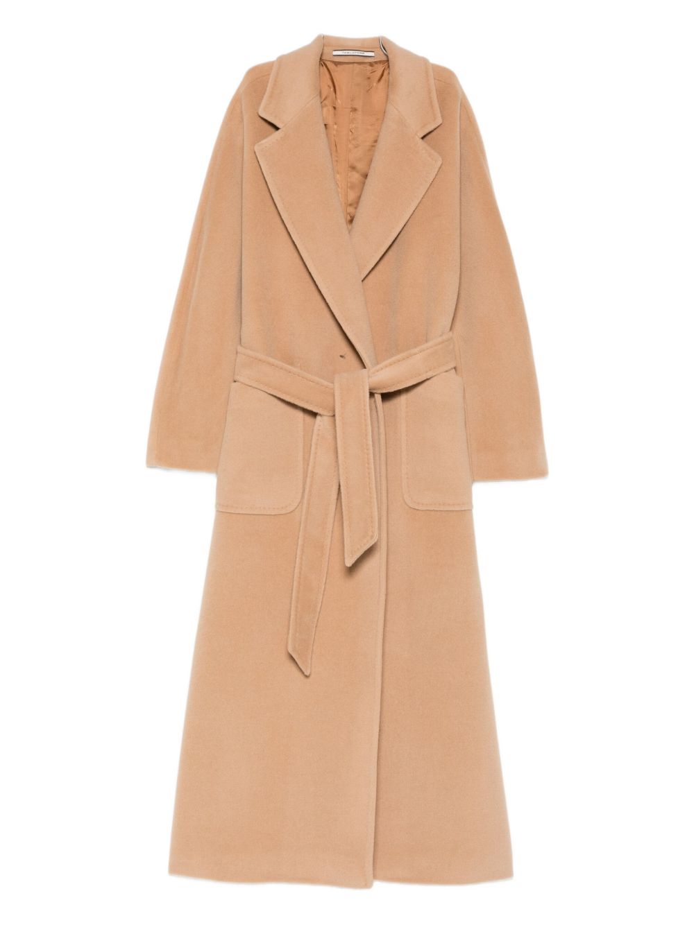 Tagliatore Long Wool Belted Coat Beige Beige
