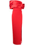 Solace London Off-Shoulder Satin-Trim Long Red Dress Red