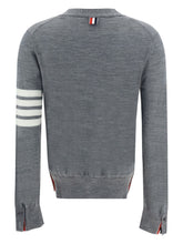 Thom Browne Signature 4-Bar Wool V-Neck Cardigan Light Grey