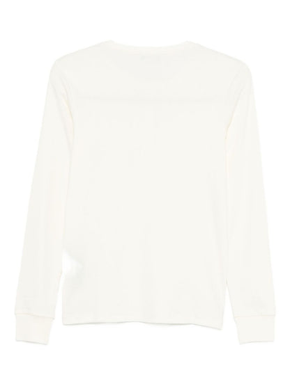 Emporio Armani Long-Sleeve Cotton Logo Top Powder