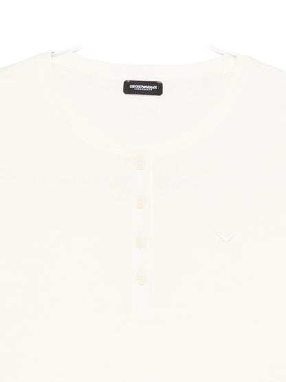 Emporio Armani Long-Sleeve Cotton Logo Top Powder