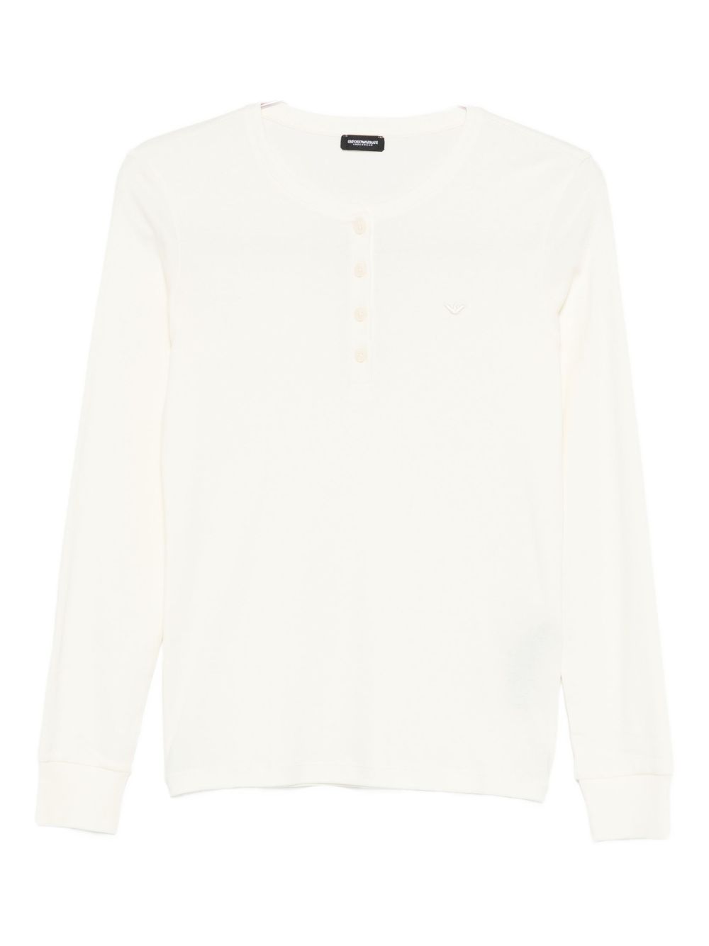 Emporio Armani Long-Sleeve Cotton Logo Top Powder
