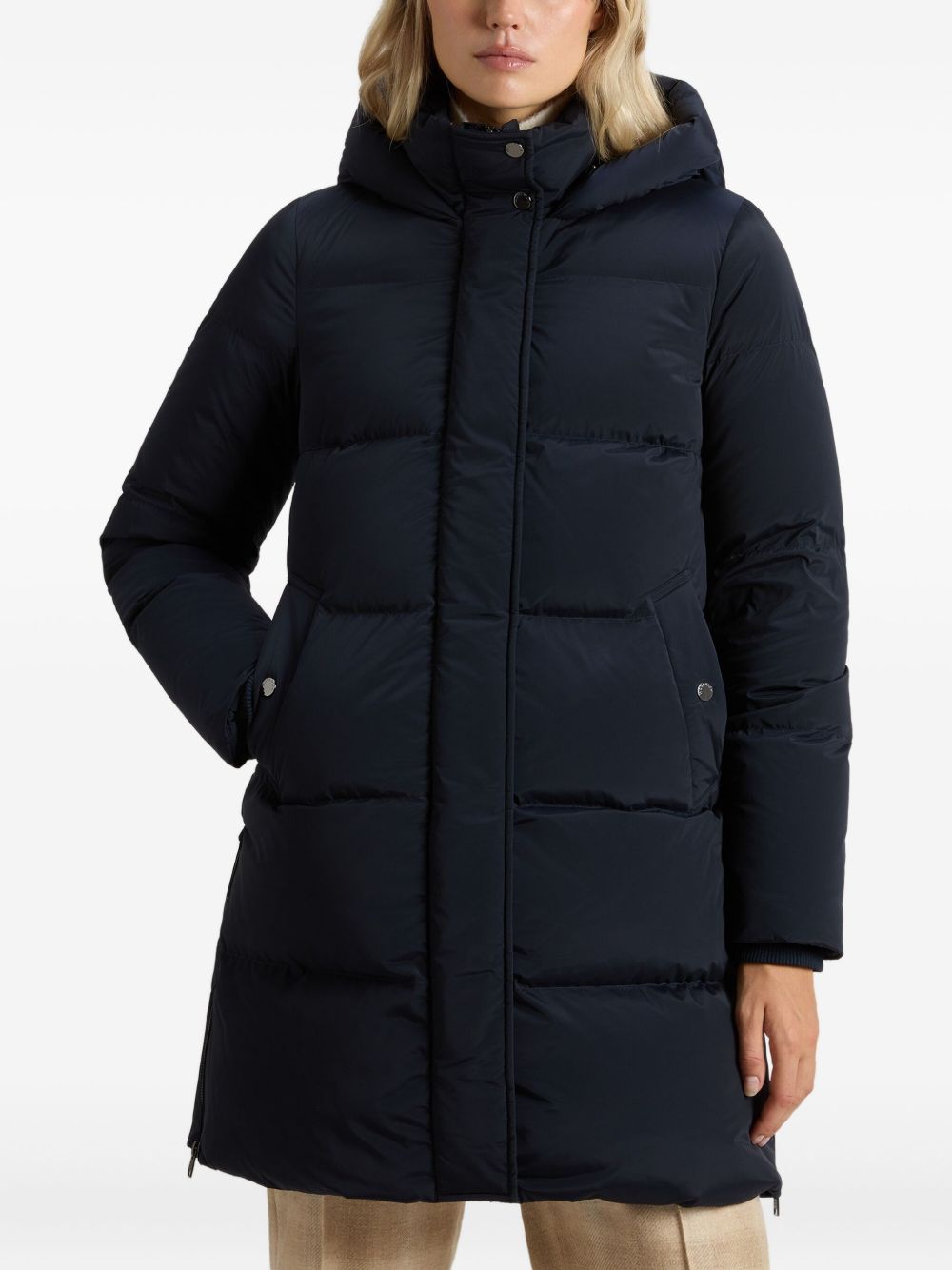 Woolrich Kelly Long Quilted Down Jacket Blue