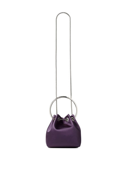 Jimmy Choo Bon Bon Bordeaux Leather Bucket Bag with Silver-Tone Hardware Bordeaux