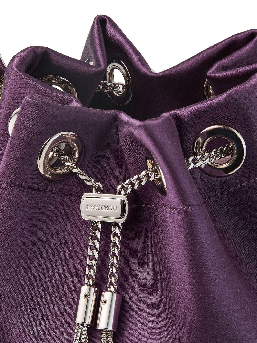 Jimmy Choo Bon Bon Bordeaux Leather Bucket Bag with Silver-Tone Hardware Bordeaux