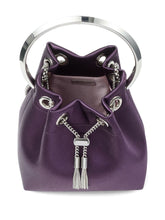 Jimmy Choo Bon Bon Bordeaux Leather Bucket Bag with Silver-Tone Hardware Bordeaux