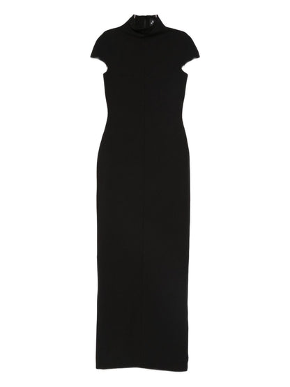 Solace London High Neck Short Sleeve Maxi Dress Black Black
