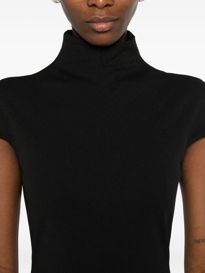 Solace London High Neck Short Sleeve Maxi Dress Black Black