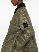 Ganni Quilted Recycled Nylon Corduroy-Collar Jacket Green Green