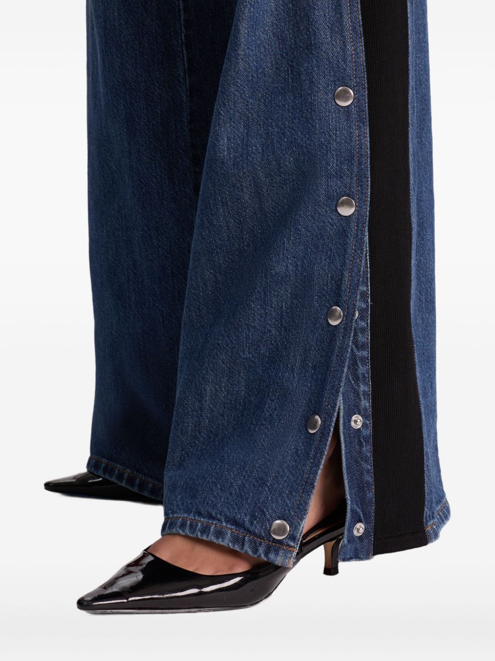 Alice + Olivia Jeans With Button Detailing and Black Knit Panel Blue Blue