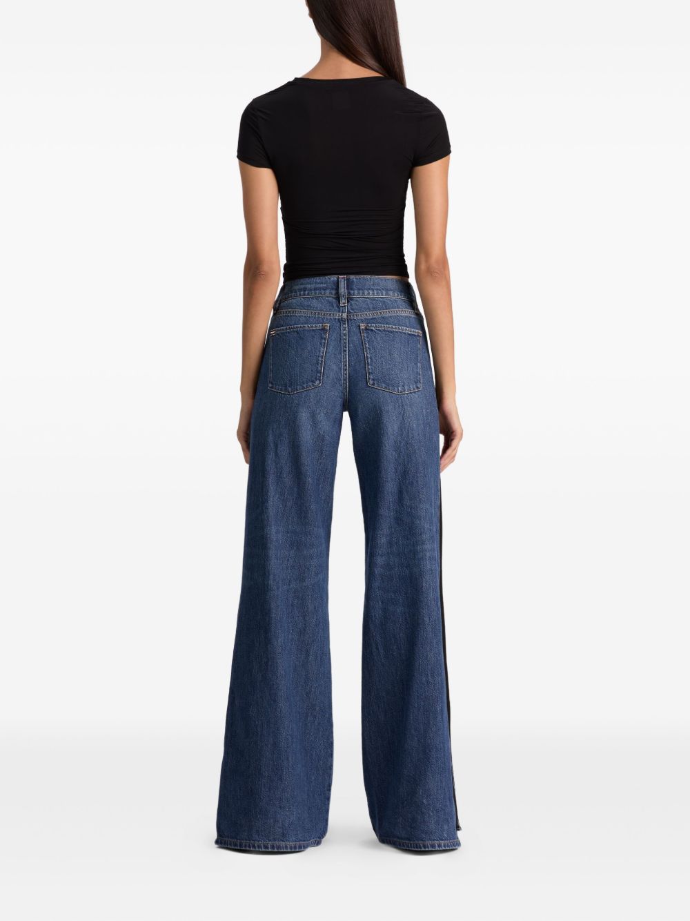 Alice + Olivia Jeans With Button Detailing and Black Knit Panel Blue Blue