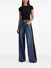 Alice + Olivia Jeans With Button Detailing and Black Knit Panel Blue Blue