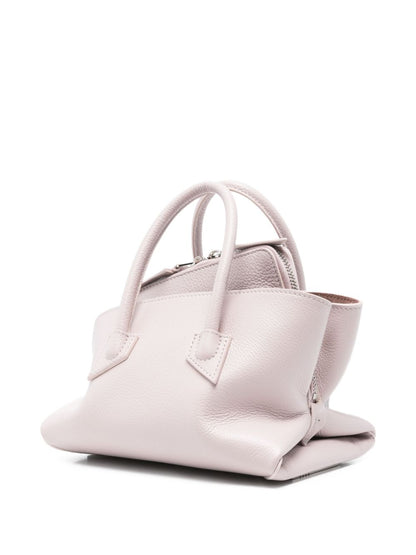 The Attico La Passeggiata Mini Grained Leather Tote Bag Grey