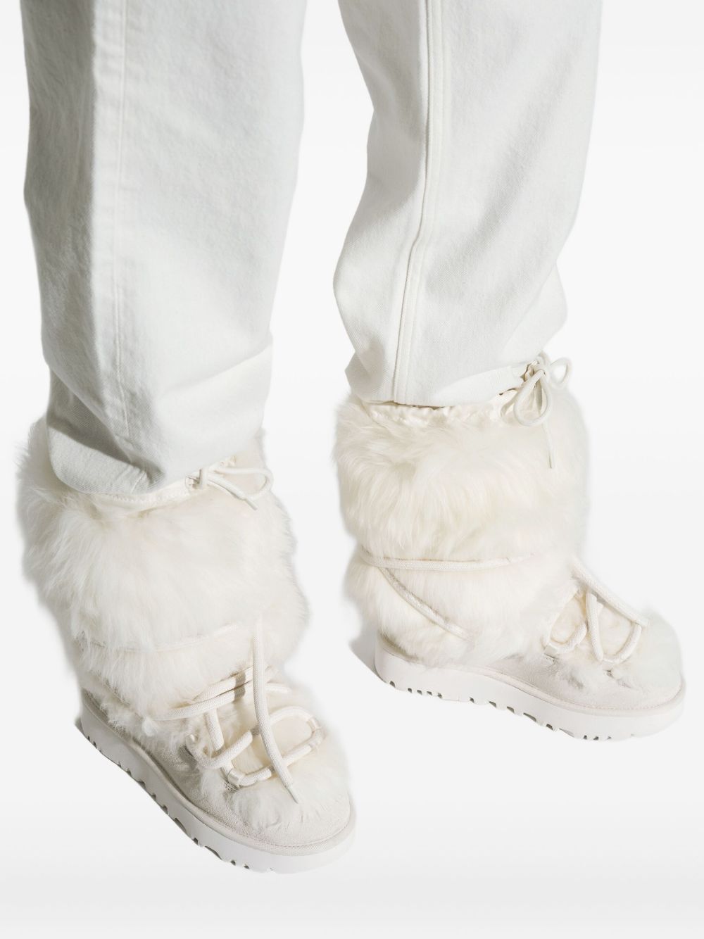 Ugg Australia Fur-Trim Lace-Up Boots White White