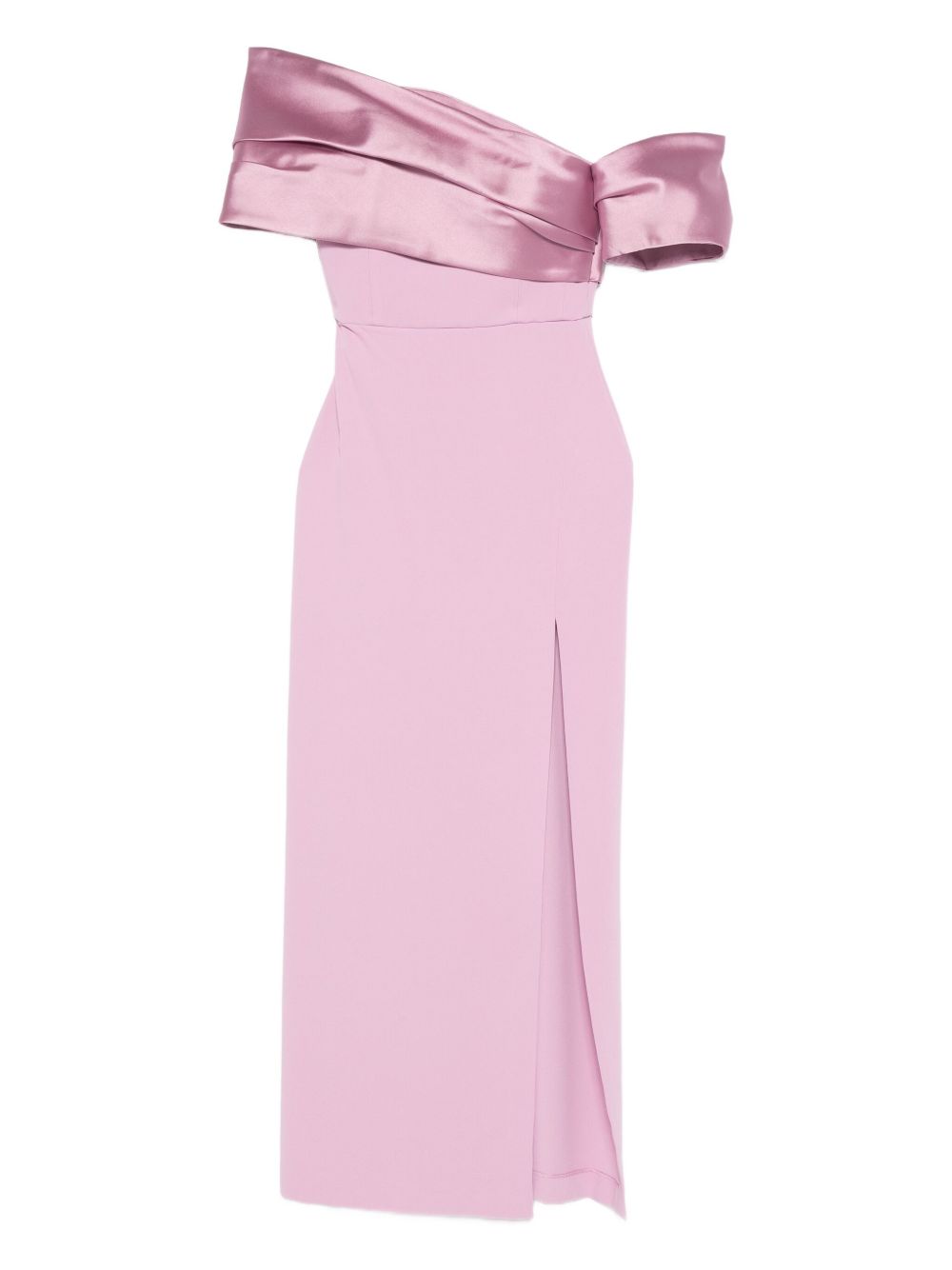 Solace London Off-Shoulder Draped Maxi Dress Pink