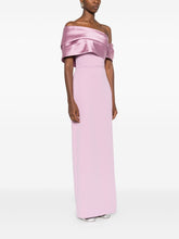 Solace London Off-Shoulder Draped Maxi Dress Pink