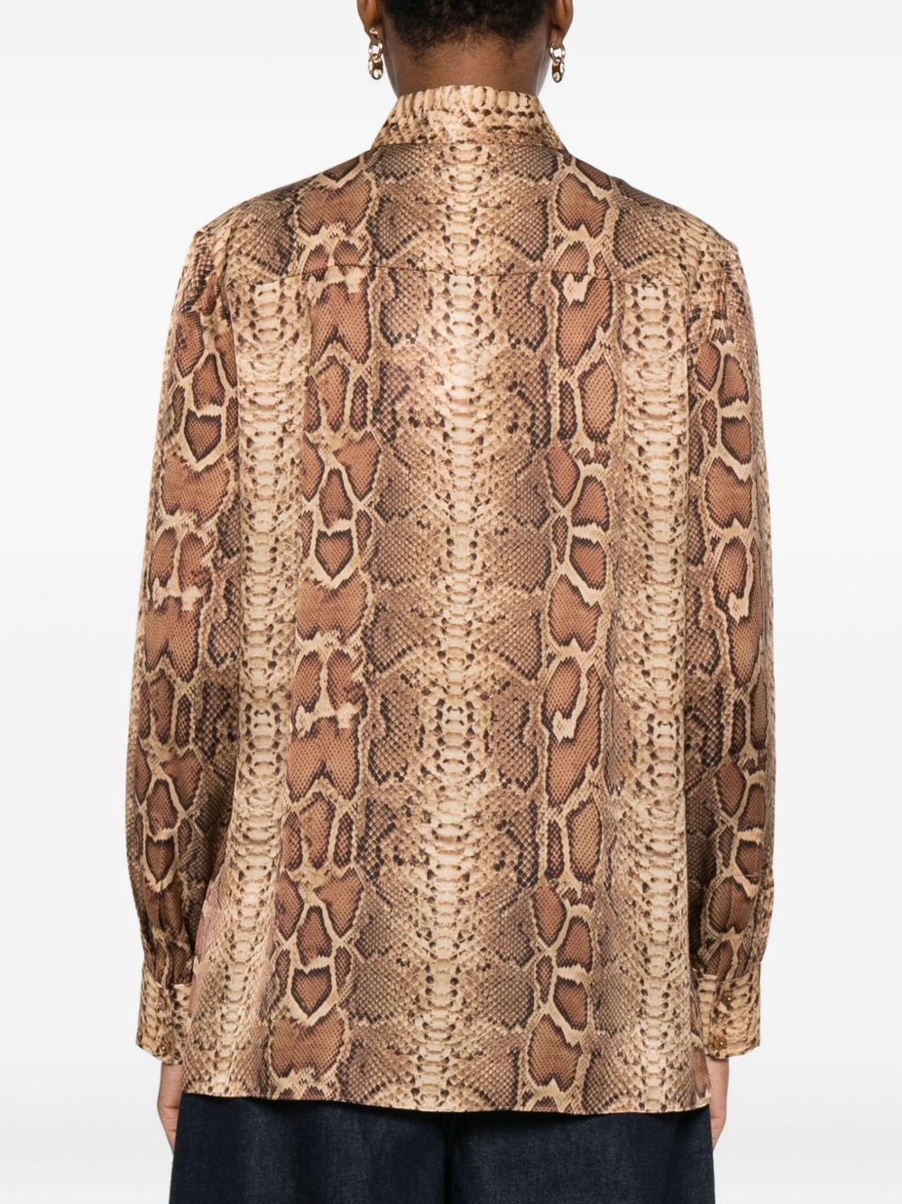 Zimmermann Silk Brown Shirt with Classic Collar Brown