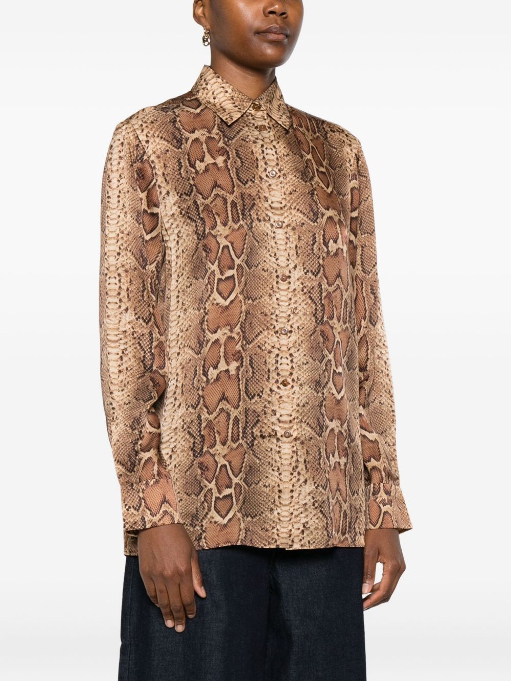 Zimmermann Silk Brown Shirt with Classic Collar Brown